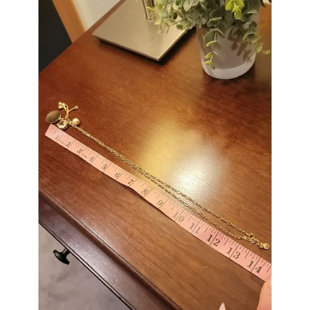 J. Crew Gold Tone Cluster Necklace with Pearl and Clear Crystal